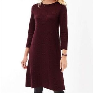 J Jill Ponte Knit Seamed Diamond Dress 3/4 Sleeves